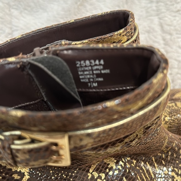 Womens AJ Valenci for Comfort Briwn and Gold Snakeskin Booties 7.5M - Picture 5 of 7